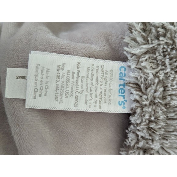 🍁 3/$20 Carter's Sloth Lovey Plush Security Blanket Grey Brown 2020 Shaggy Soft - Picture 4 of 6